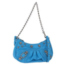 BALENCIAGA Chain Lucagol Mini Bag Leather 2way Blue Silver 695814 Auth 183060M-1