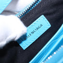 BALENCIAGA Chain Lucagol Mini Bag Leather 2way Blue Silver 695814 Auth 183060M-20