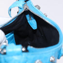 BALENCIAGA Chain Lucagol Mini Bag Leather 2way Blue Silver 695814 Auth 183060M-21