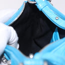 BALENCIAGA Chain Lucagol Mini Bag Leather 2way Blue Silver 695814 Auth 183060M-22