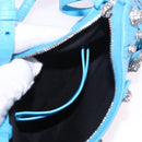 BALENCIAGA Chain Lucagol Mini Bag Leather 2way Blue Silver 695814 Auth 183060M-23