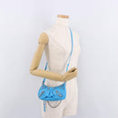 BALENCIAGA Chain Lucagol Mini Bag Leather 2way Blue Silver 695814 Auth 183060M-25