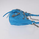 BALENCIAGA Chain Lucagol Mini Bag Leather 2way Blue Silver 695814 Auth 183060M-3