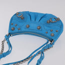 BALENCIAGA Chain Lucagol Mini Bag Leather 2way Blue Silver 695814 Auth 183060M-6