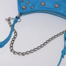 BALENCIAGA Chain Lucagol Mini Bag Leather 2way Blue Silver 695814 Auth 183060M-7