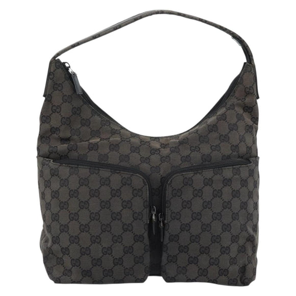 GUCCI GG Canvas Shoulder Bag Black Silver 001 3380 1705 Auth 183064A