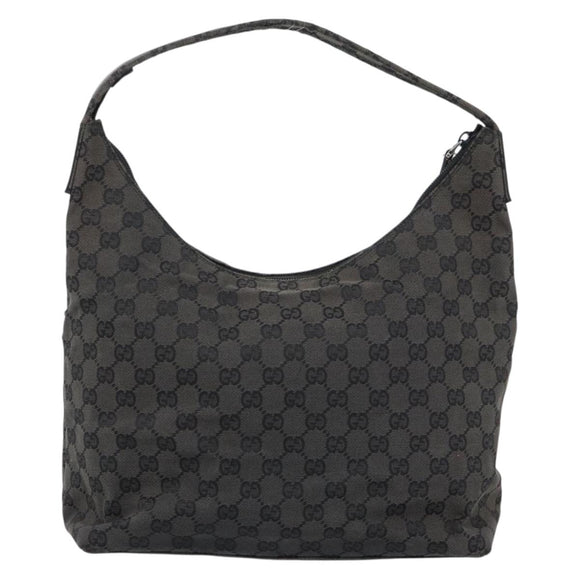 GUCCI GG Canvas Shoulder Bag Black Silver 001 3380 1705 Auth 183064A