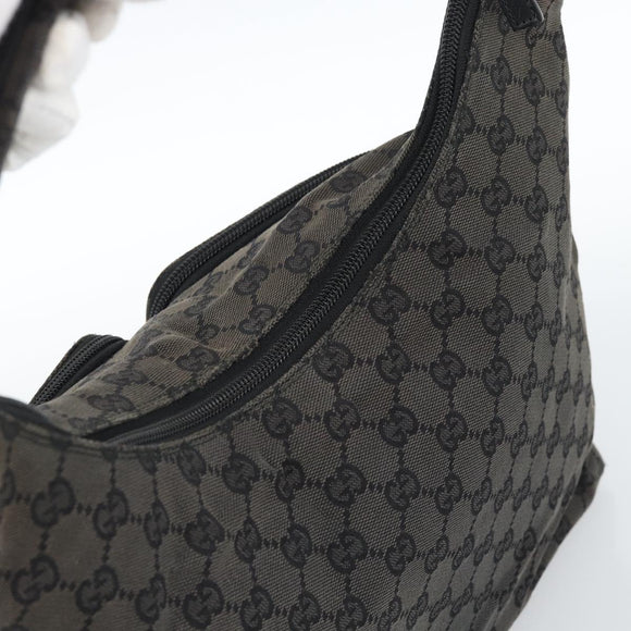 GUCCI GG Canvas Shoulder Bag Black Silver 001 3380 1705 Auth 183064A