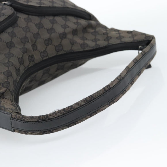 GUCCI GG Canvas Shoulder Bag Black Silver 001 3380 1705 Auth 183064A