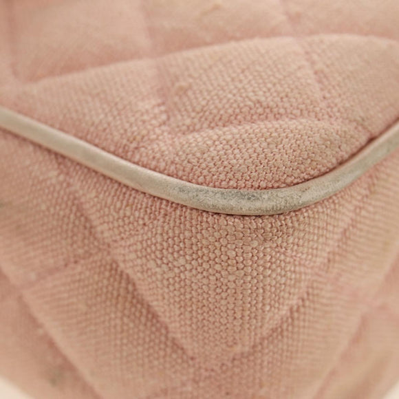 CHANEL Matelasse Chain Shoulder Bag Canvas Pink Gold CC Auth 183065M