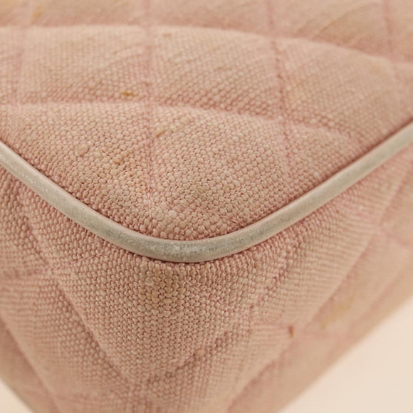 CHANEL Matelasse Chain Shoulder Bag Canvas Pink Gold CC Auth 183065M