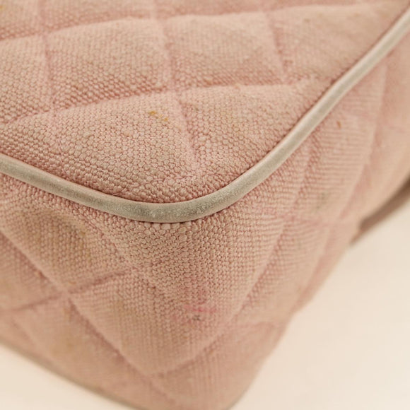 CHANEL Matelasse Chain Shoulder Bag Canvas Pink Gold CC Auth 183065M