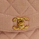CHANEL Matelasse Chain Shoulder Bag Canvas Pink Gold CC Auth 183065M-20