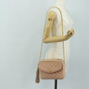 CHANEL Matelasse Chain Shoulder Bag Canvas Pink Gold CC Auth 183065M-33