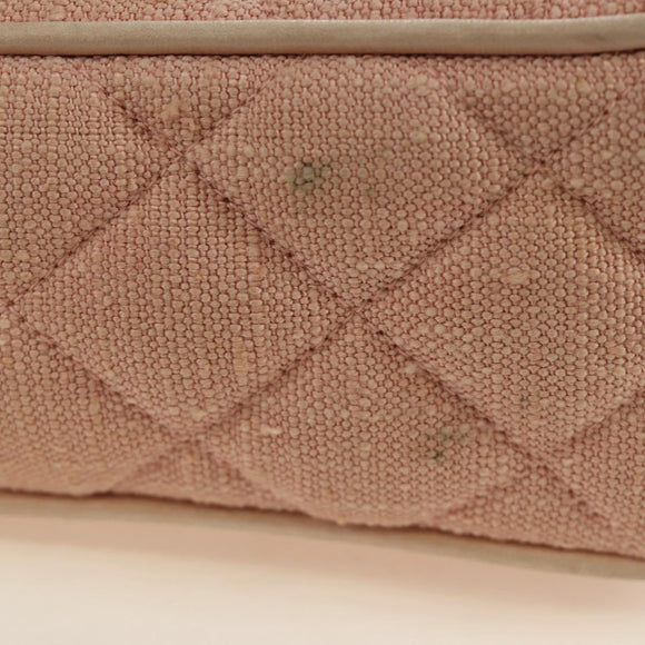 CHANEL Matelasse Chain Shoulder Bag Canvas Pink Gold CC Auth 183065M