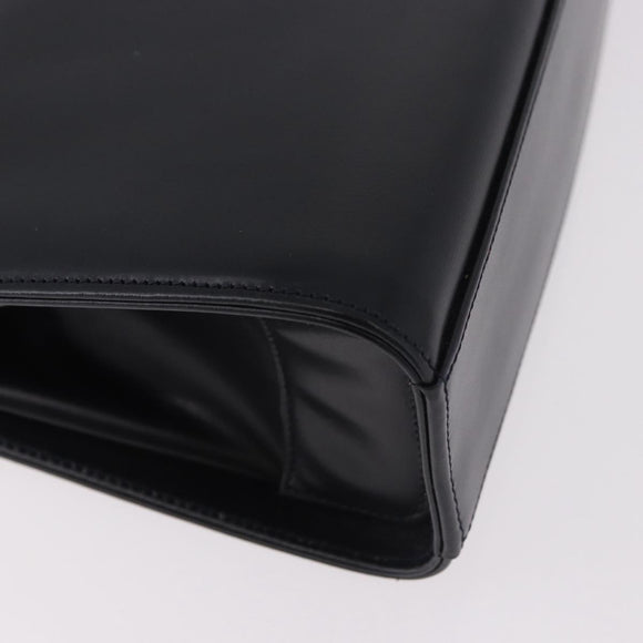 CARTIER Hand Bag Leather Black Gold Auth 183066A