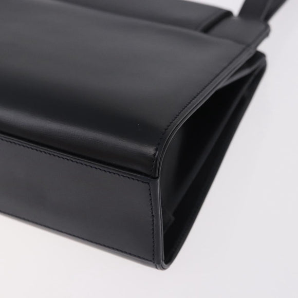 CARTIER Hand Bag Leather Black Gold Auth 183066A