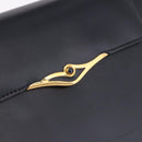 CARTIER Hand Bag Leather Black Gold Auth 183066A-17
