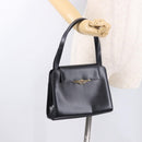 CARTIER Hand Bag Leather Black Gold Auth 183066A-23