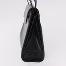 CARTIER Hand Bag Leather Black Gold Auth 183066A-3