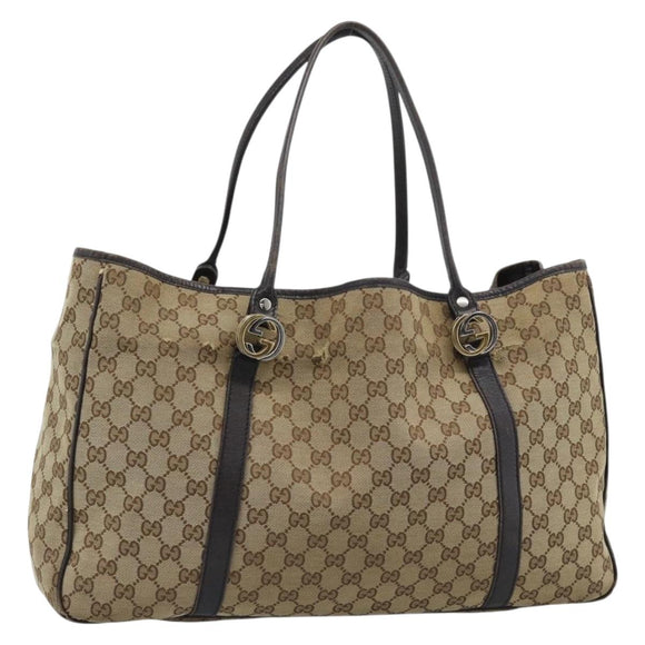 GUCCI GG Canvas Miss GG Tote Bag Beige Gold Silver 232956 Auth 183068