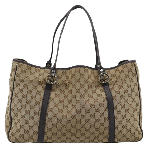 GUCCI GG Canvas Miss GG Tote Bag Beige Gold Silver 232956 Auth 183068