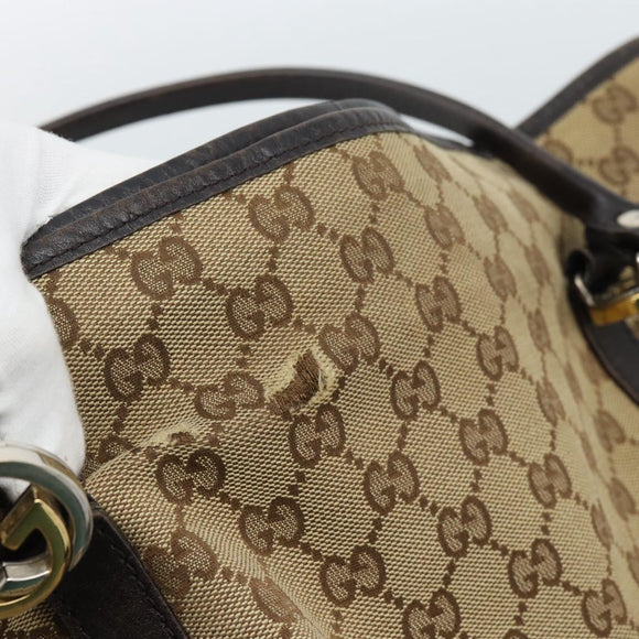 GUCCI GG Canvas Miss GG Tote Bag Beige Gold Silver 232956 Auth 183068