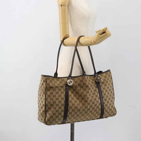GUCCI GG Canvas Miss GG Tote Bag Beige Gold Silver 232956 Auth 183068