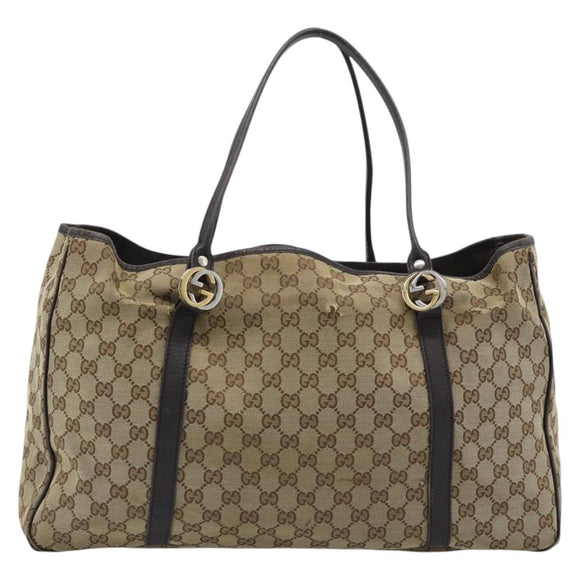 GUCCI GG Canvas Miss GG Tote Bag Beige Gold Silver 232956 Auth 183068