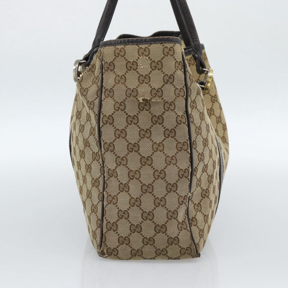 GUCCI GG Canvas Miss GG Tote Bag Beige Gold Silver 232956 Auth 183068