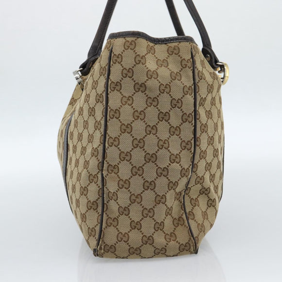 GUCCI GG Canvas Miss GG Tote Bag Beige Gold Silver 232956 Auth 183068