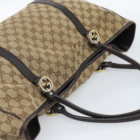 GUCCI GG Canvas Miss GG Tote Bag Beige Gold Silver 232956 Auth 183068