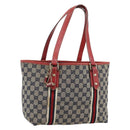 GUCCI GG Canvas Sherry Line Tote Bag Navy Gold 137396 Auth 183069-1
