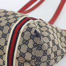 GUCCI GG Canvas Sherry Line Tote Bag Navy Gold 137396 Auth 183069-10