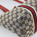 GUCCI GG Canvas Sherry Line Tote Bag Navy Gold 137396 Auth 183069-13