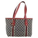 GUCCI GG Canvas Sherry Line Tote Bag Navy Gold 137396 Auth 183069-2