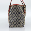 GUCCI GG Canvas Sherry Line Tote Bag Navy Gold 137396 Auth 183069-4