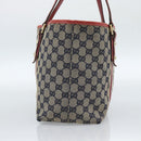 GUCCI GG Canvas Sherry Line Tote Bag Navy Gold 137396 Auth 183069-5