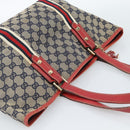 GUCCI GG Canvas Sherry Line Tote Bag Navy Gold 137396 Auth 183069-6