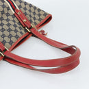 GUCCI GG Canvas Sherry Line Tote Bag Navy Gold 137396 Auth 183069-7