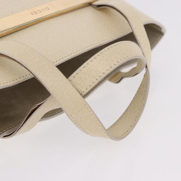GUCCI Hand Bag Leather Ivory Gold 000 2058 0558 0 Auth 183070