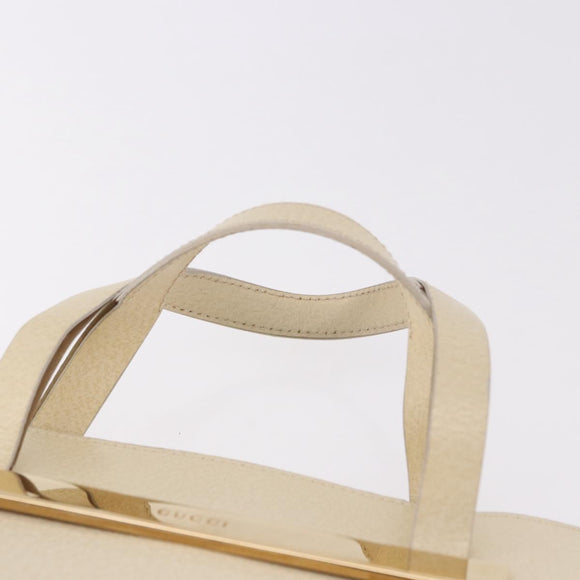 GUCCI Hand Bag Leather Ivory Gold 000 2058 0558 0 Auth 183070