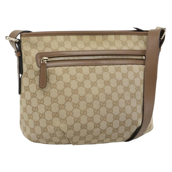 GUCCI GG Canvas Shoulder Bag Outlet Beige Gold 388930 Auth 183071