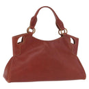 CARTIER Hand Bag Leather Brown Gold Auth 183074A-1