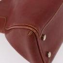 CARTIER Hand Bag Leather Brown Gold Auth 183074A-10
