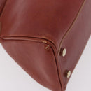 CARTIER Hand Bag Leather Brown Gold Auth 183074A-12