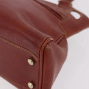 CARTIER Hand Bag Leather Brown Gold Auth 183074A-13