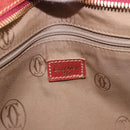 CARTIER Hand Bag Leather Brown Gold Auth 183074A-16