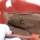 CARTIER Hand Bag Leather Brown Gold Auth 183074A-20