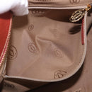 CARTIER Hand Bag Leather Brown Gold Auth 183074A-21